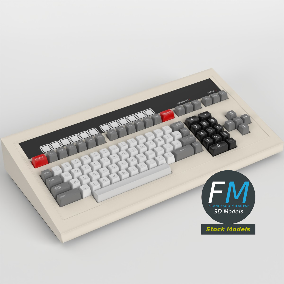 3D Model - Vintage Computer Terminal Keyboard - 01