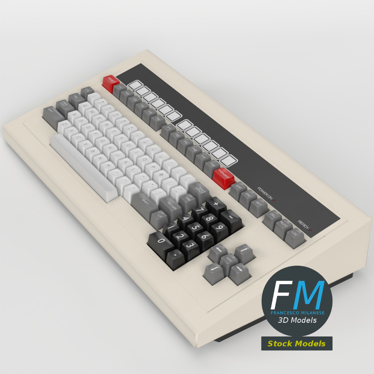 3D Model - Vintage Computer Terminal Keyboard - 02