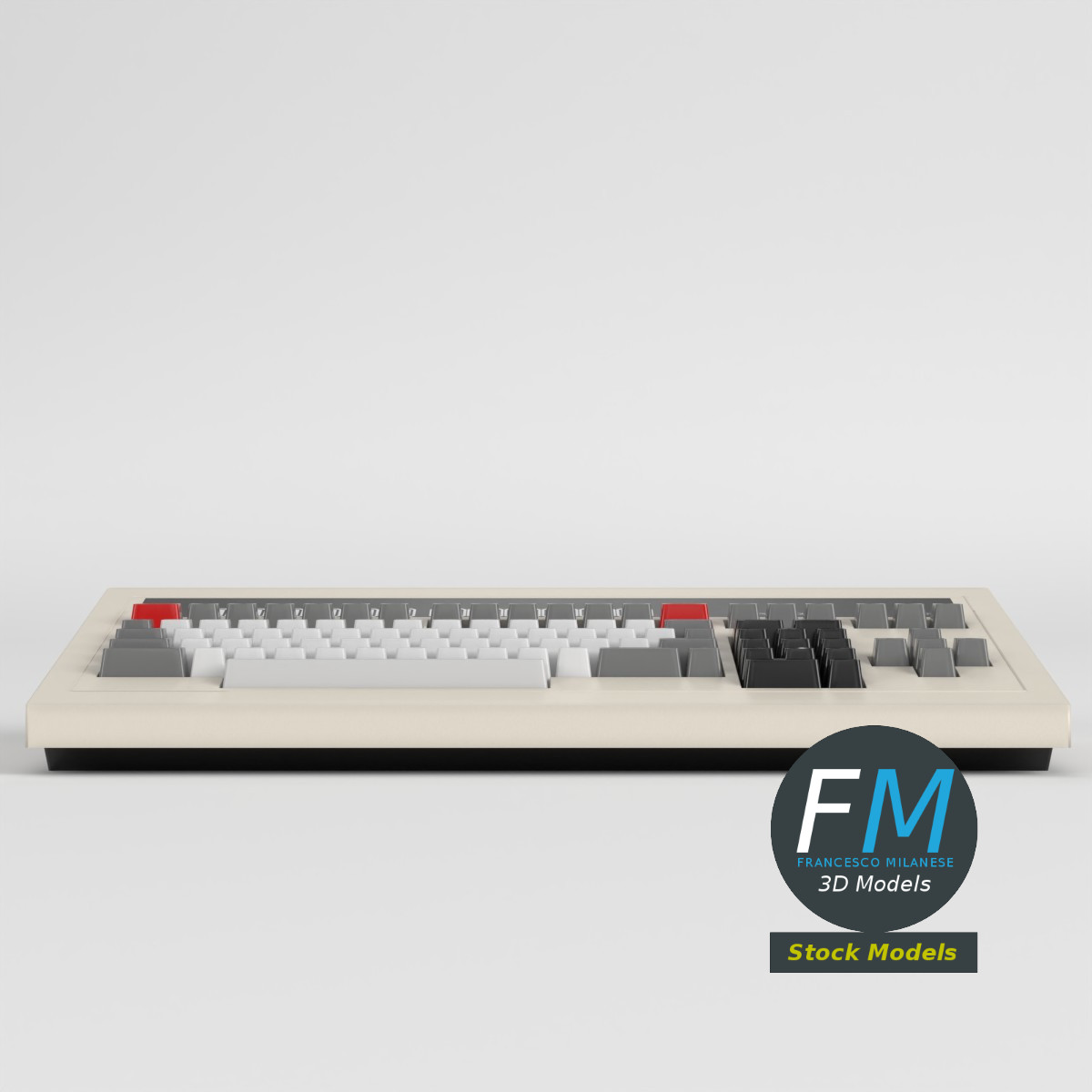 3D Model - Vintage Computer Terminal Keyboard - 03