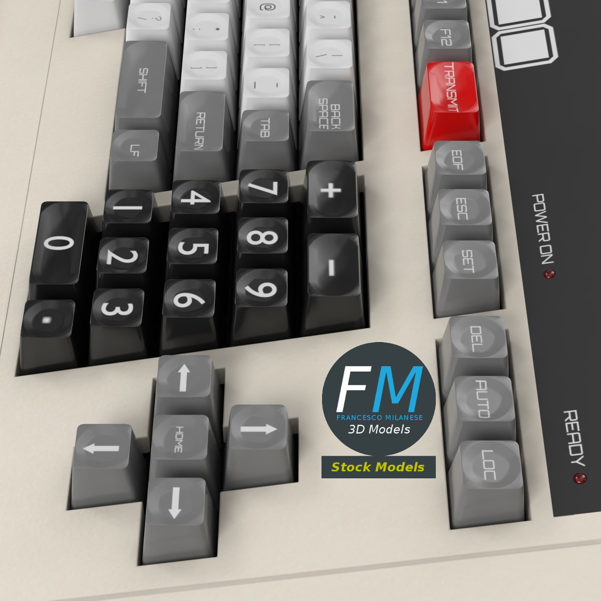 3D Model - Vintage Computer Terminal Keyboard - 05