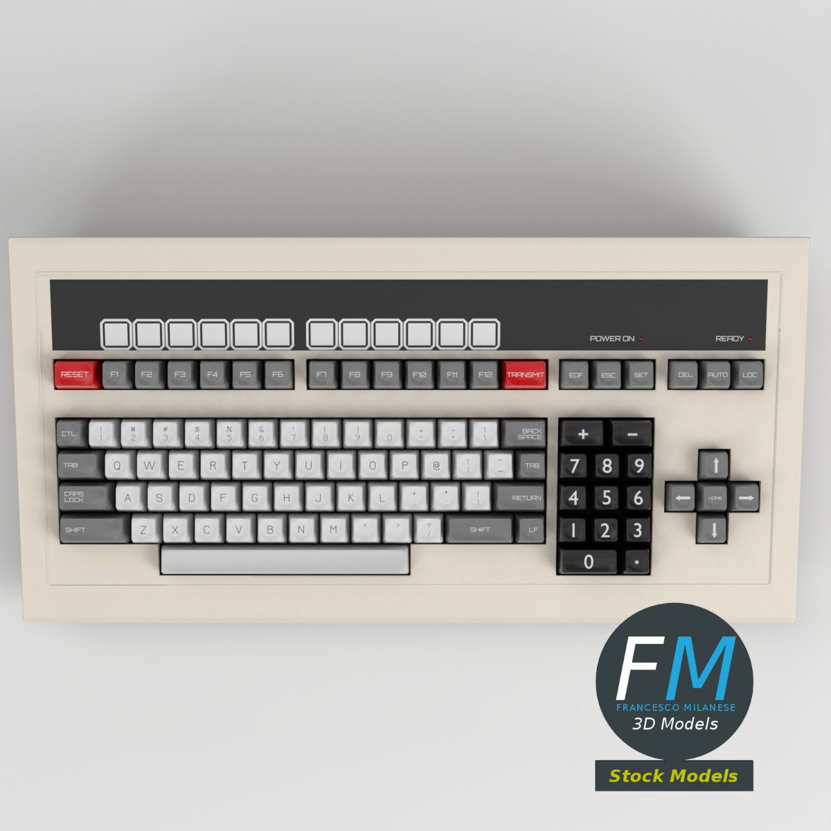 3D Model - Vintage Computer Terminal Keyboard - 06