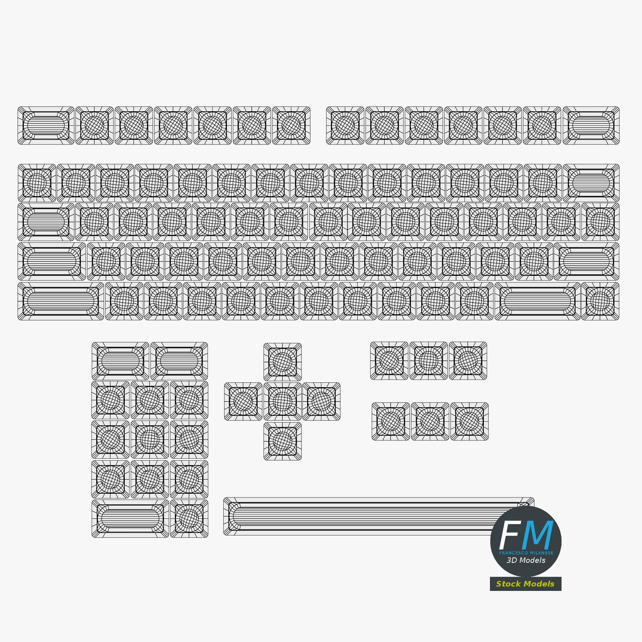 3D Model - Vintage Computer Terminal Keyboard - 11