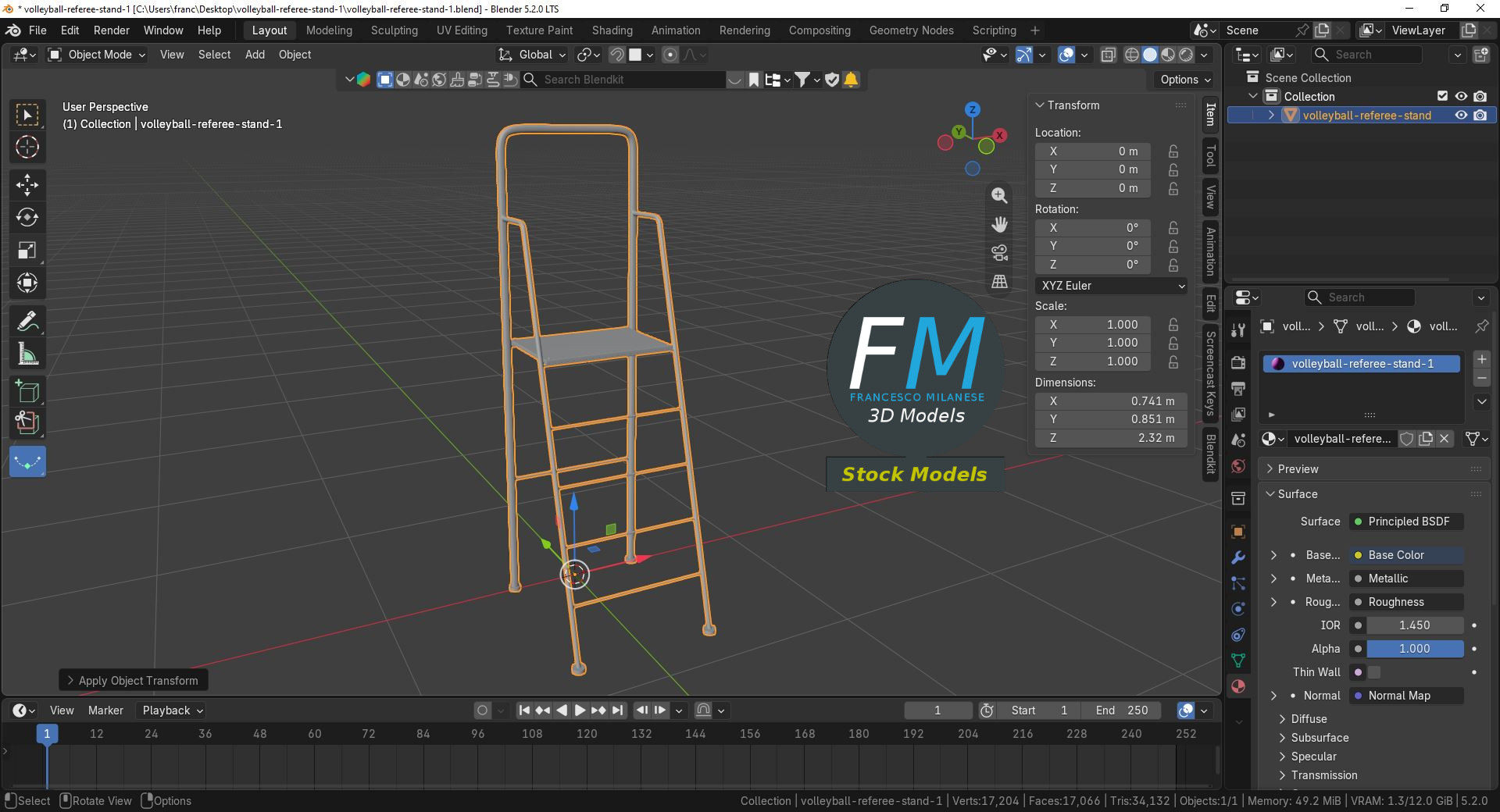 3D Model - Volleyball Referee Stand 1 - 09