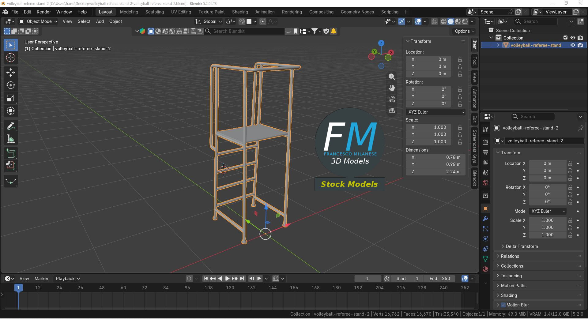 3D Model - Volleyball Referee Stand 2 - 09
