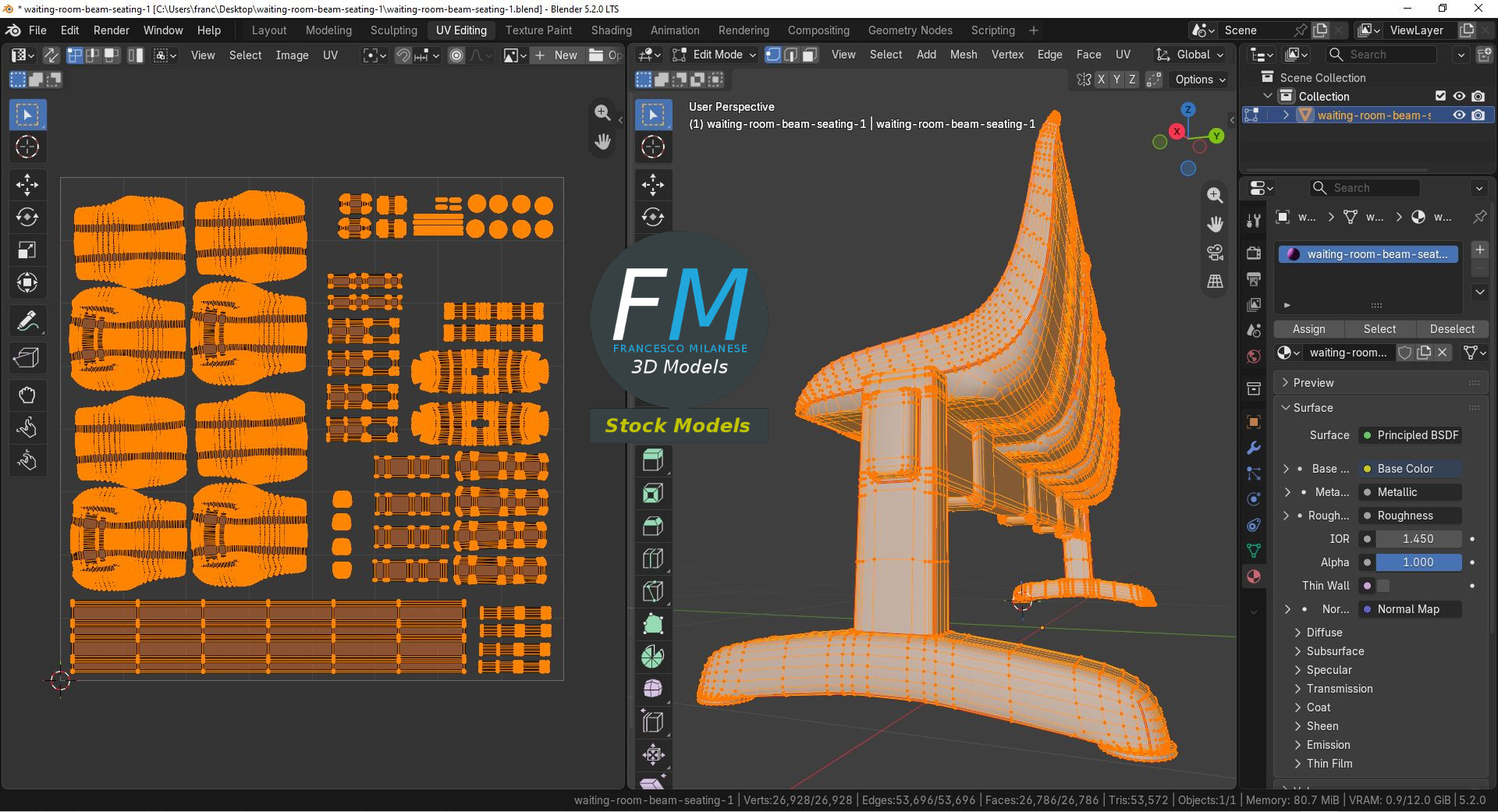 3D Model - Waiting Room Beam Seating 1 - 10