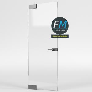 Frameless storefront glass door with door lock PBR 3D Model