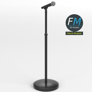 Microfone em pedestal com base redonda Modelo 3D