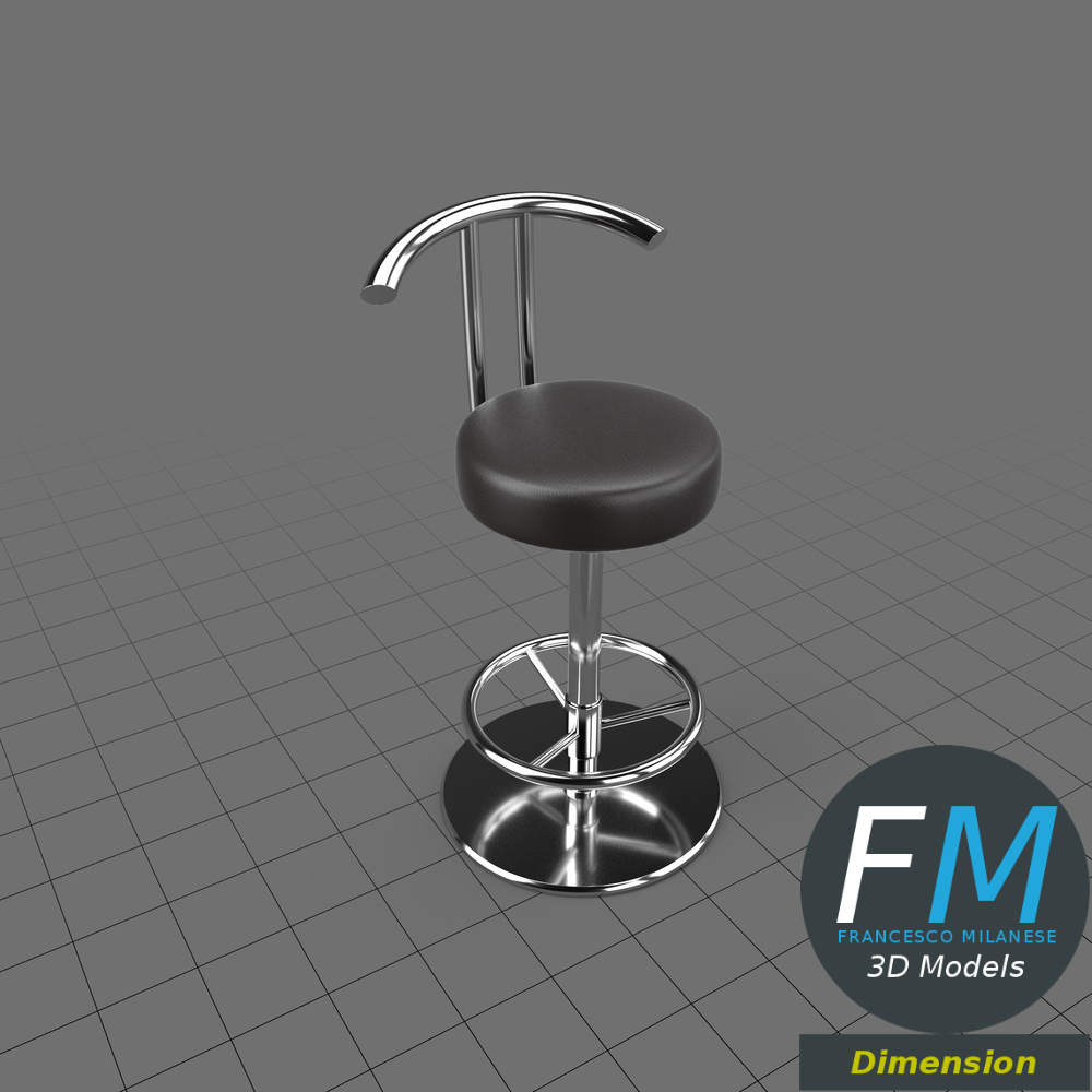 Bar stool with a high back Adobe Dimension 3D Model