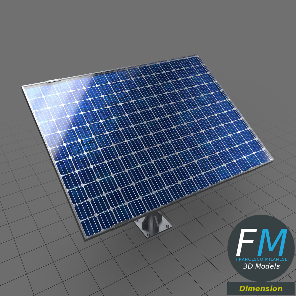 Solar panel on pole stand Adobe Dimension 3D Model