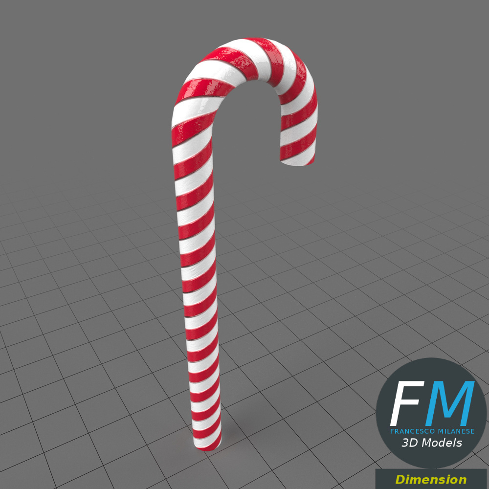 Striped candy cane Adobe Dimension 3D Model