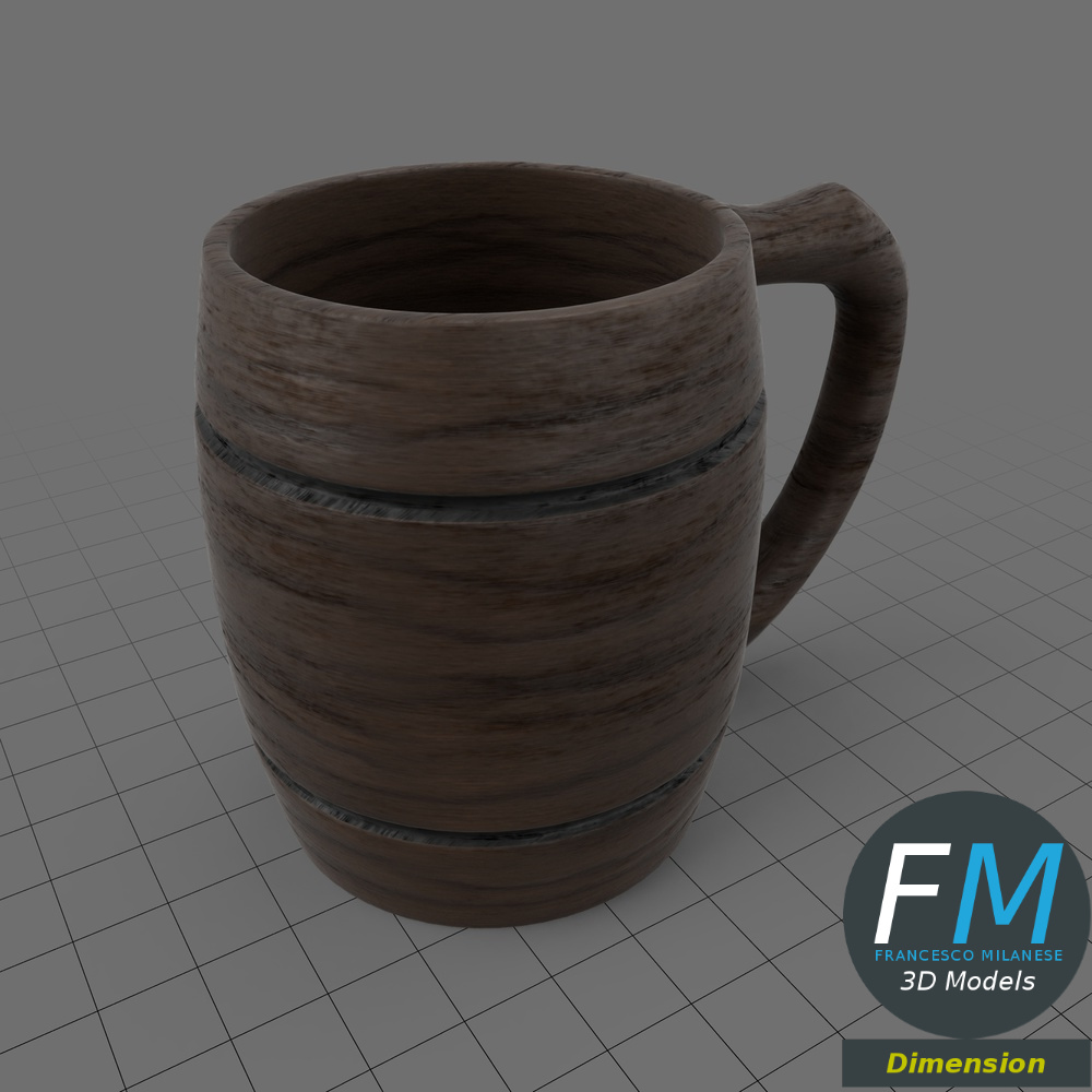 Wooden mug Adobe Dimension 3D Model