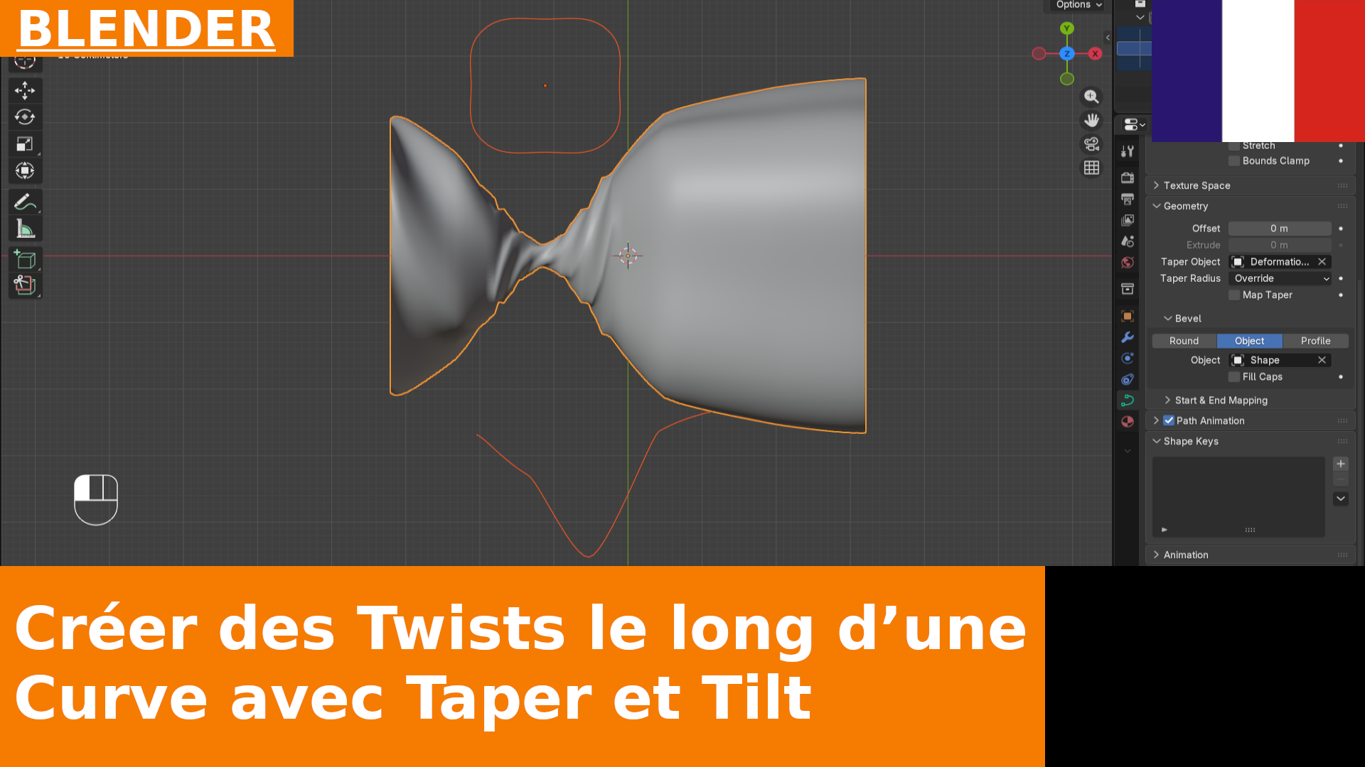Créer des Twists le long d’une Curve avec Taper et Tilt dans Blender