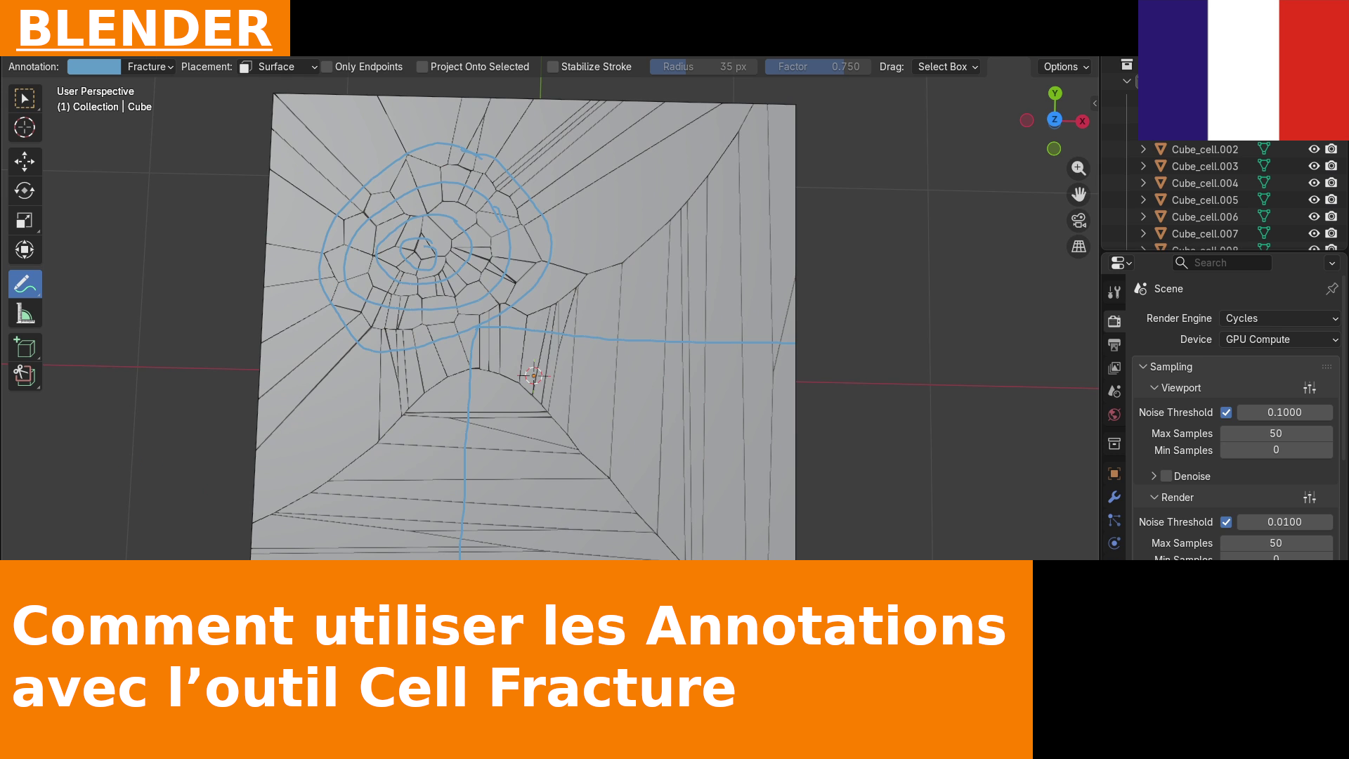 Comment utiliser les annotations avec l’outil Cell Fracture dans Blender 5 | Tutoriel