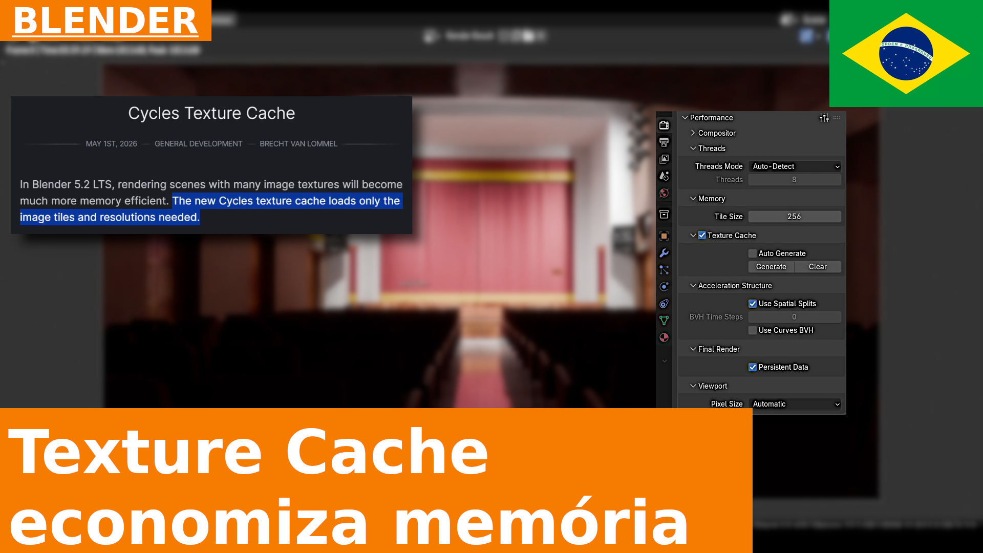 Como renderizar cenas com muitas texturas e evitar erros de falta de memória usando Unpack e Texture Cache | Tutorial do Blender 5.2