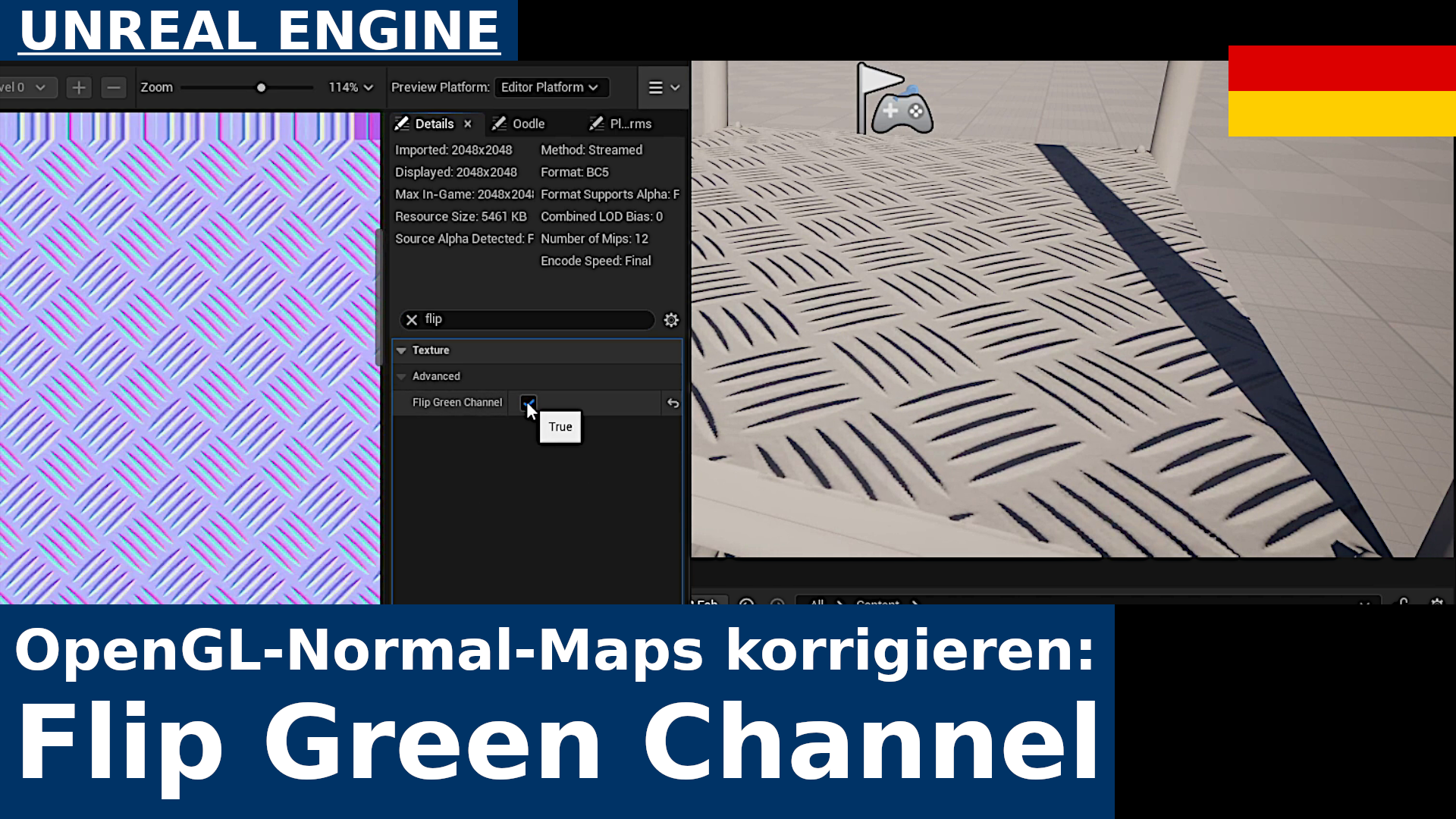 So beheben Sie OpenGL-Normal-Maps in Unreal Engine 5 | Tutorial zum Umkehren des grünen Kanals
