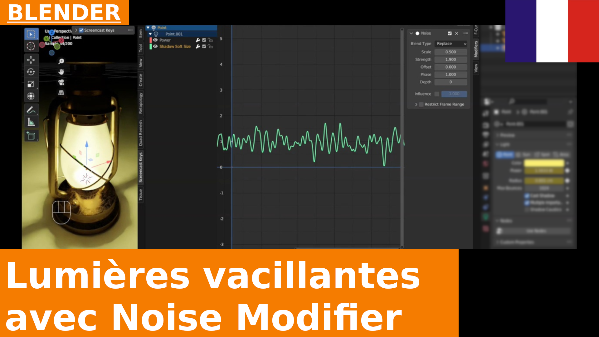 BLENDER - Lumières scintillantes dans Blender avec le modificateur Noise - Tutoriel