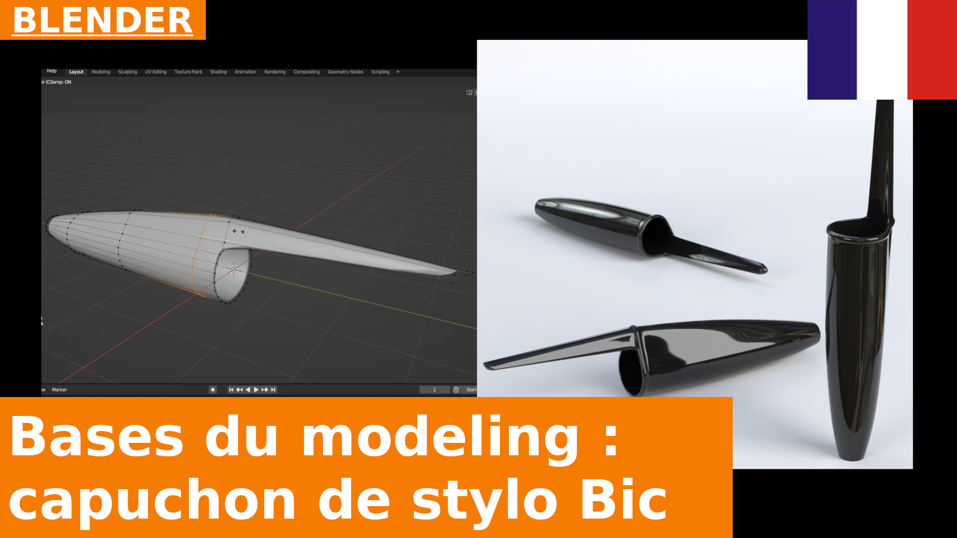 Blender - Bases de la modélisation : capuchon de stylo BIC avec Bridge Edge Loops