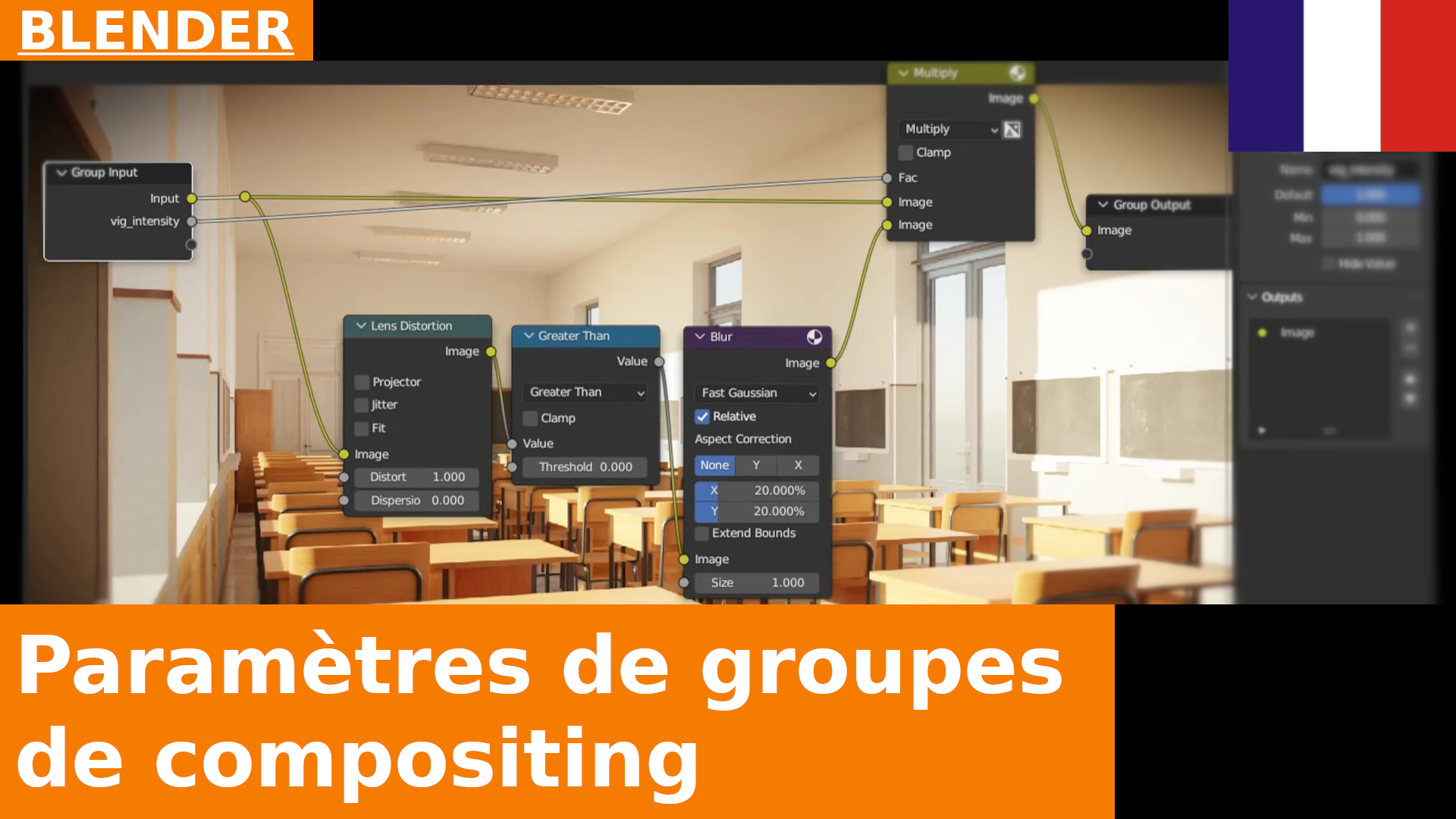 BLENDER - Bases du compositing : paramètres de groupe et réglage de l’effet Vignette