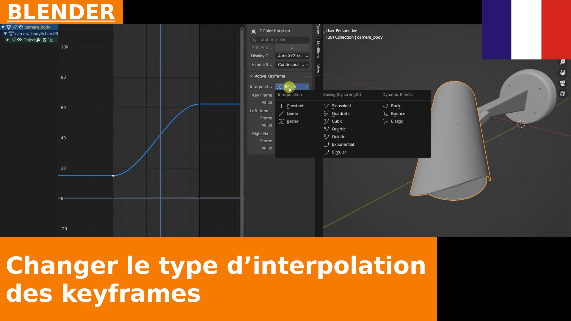 Astuce rapide Blender - Modifier le type d’interpolation entre les keyframes