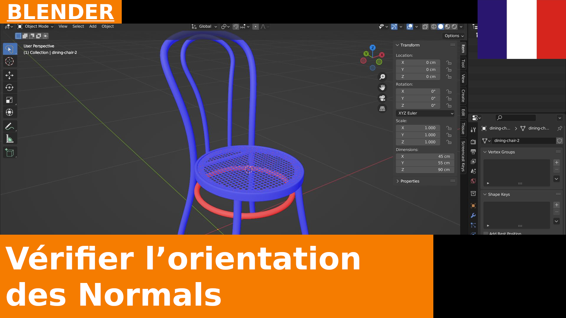 Astuce rapide Blender - Vérifier l’orientation des normales dans la vue 3D avec Face Orientation