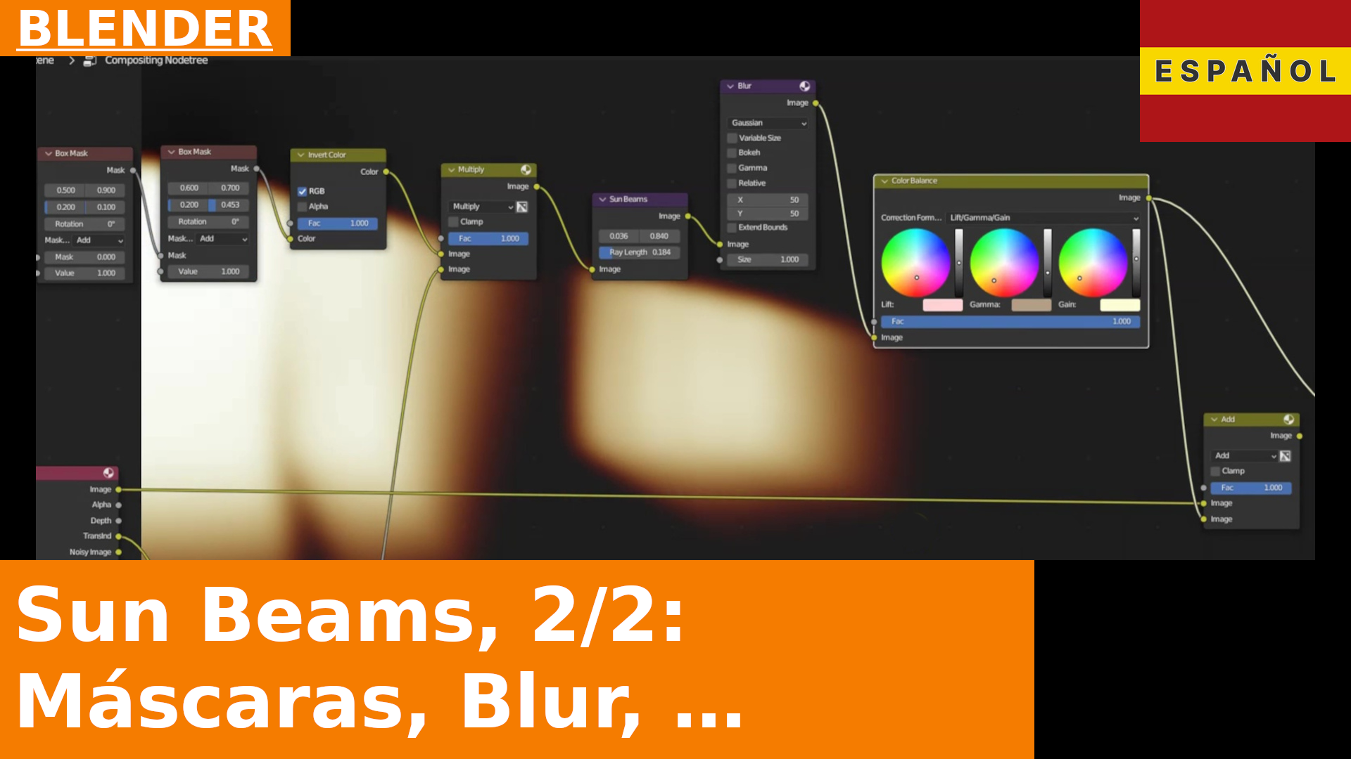 Tutorial de Compositing en Blender - Sun Beams, parte 2: Máscaras, Blur, Balance de Color