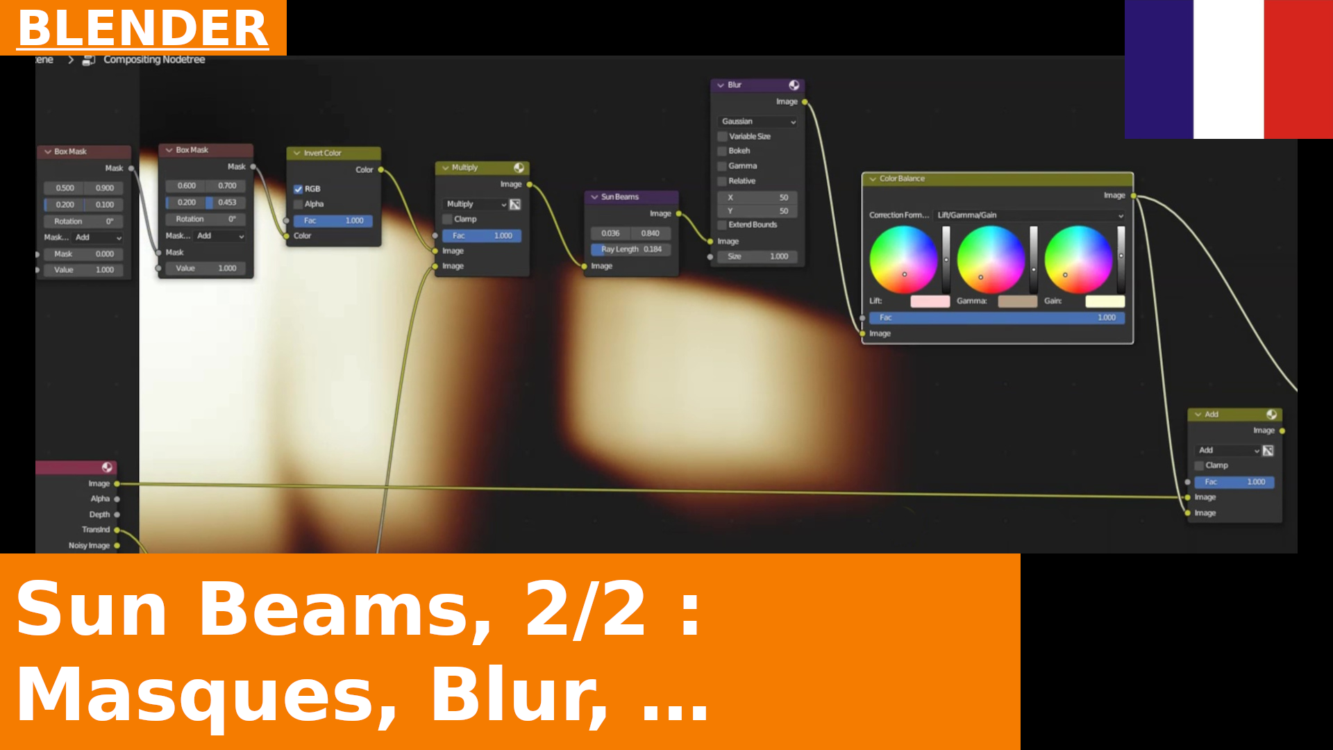 Tutoriel de compositing Blender - Rayons de soleil, partie 2 : Masques, Flou, Balance des couleurs