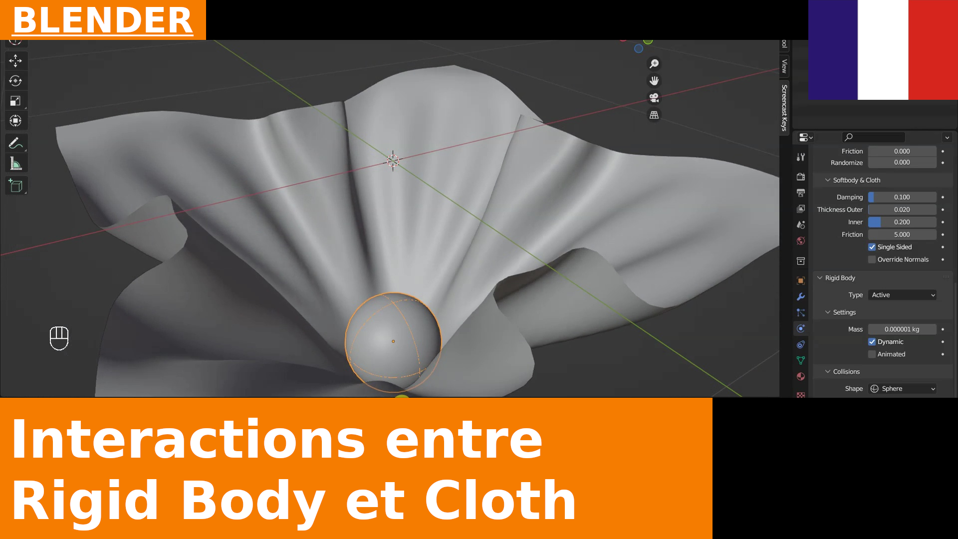 BLENDER - Comment faire interagir des corps rigides avec des objets en tissu