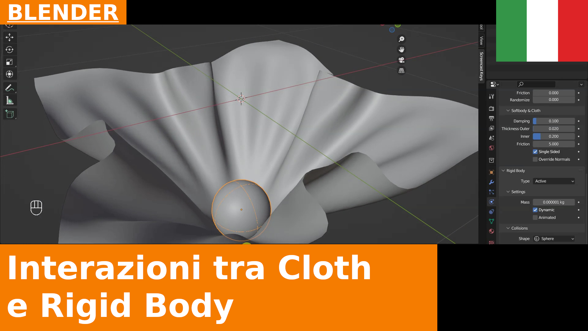 Blender 3.x - Come far interagire i Rigid Body con gli oggetti Cloth