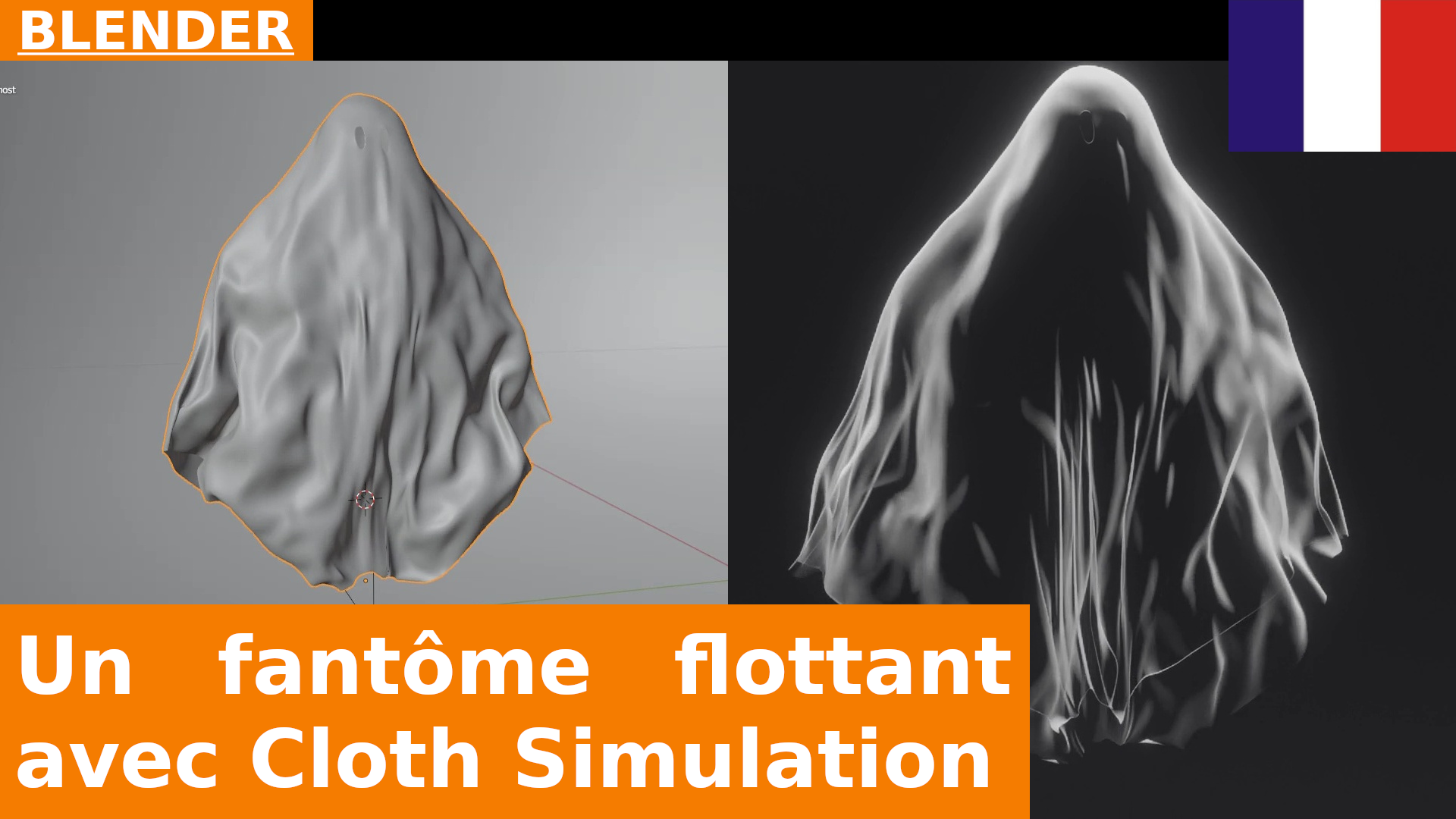 BLENDER - Fantôme flottant : animation de simulation de tissu avec un Force Field et du Weight Painting