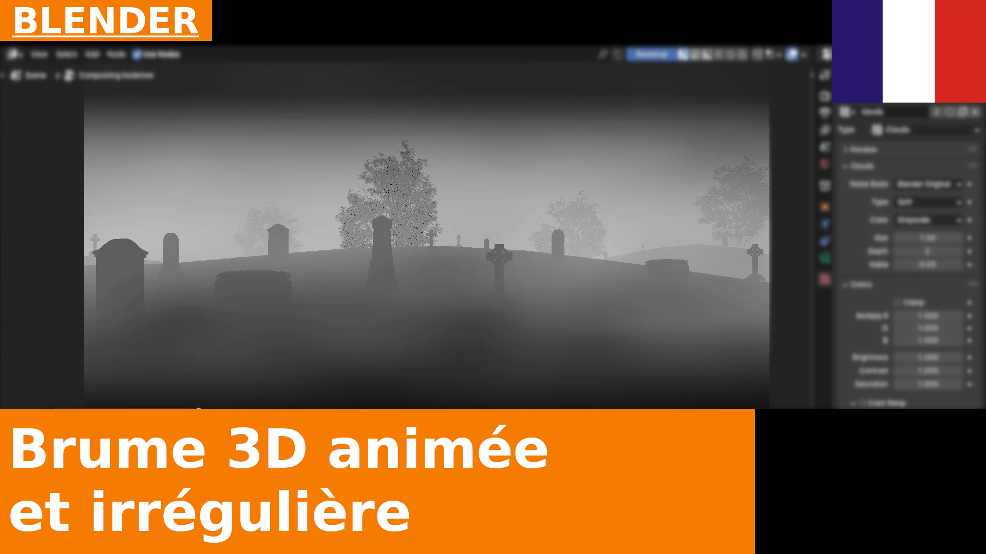 Masque de brouillard 3D animé et irrégulier en compositing avec des textures procédurales dans Blender 4.1