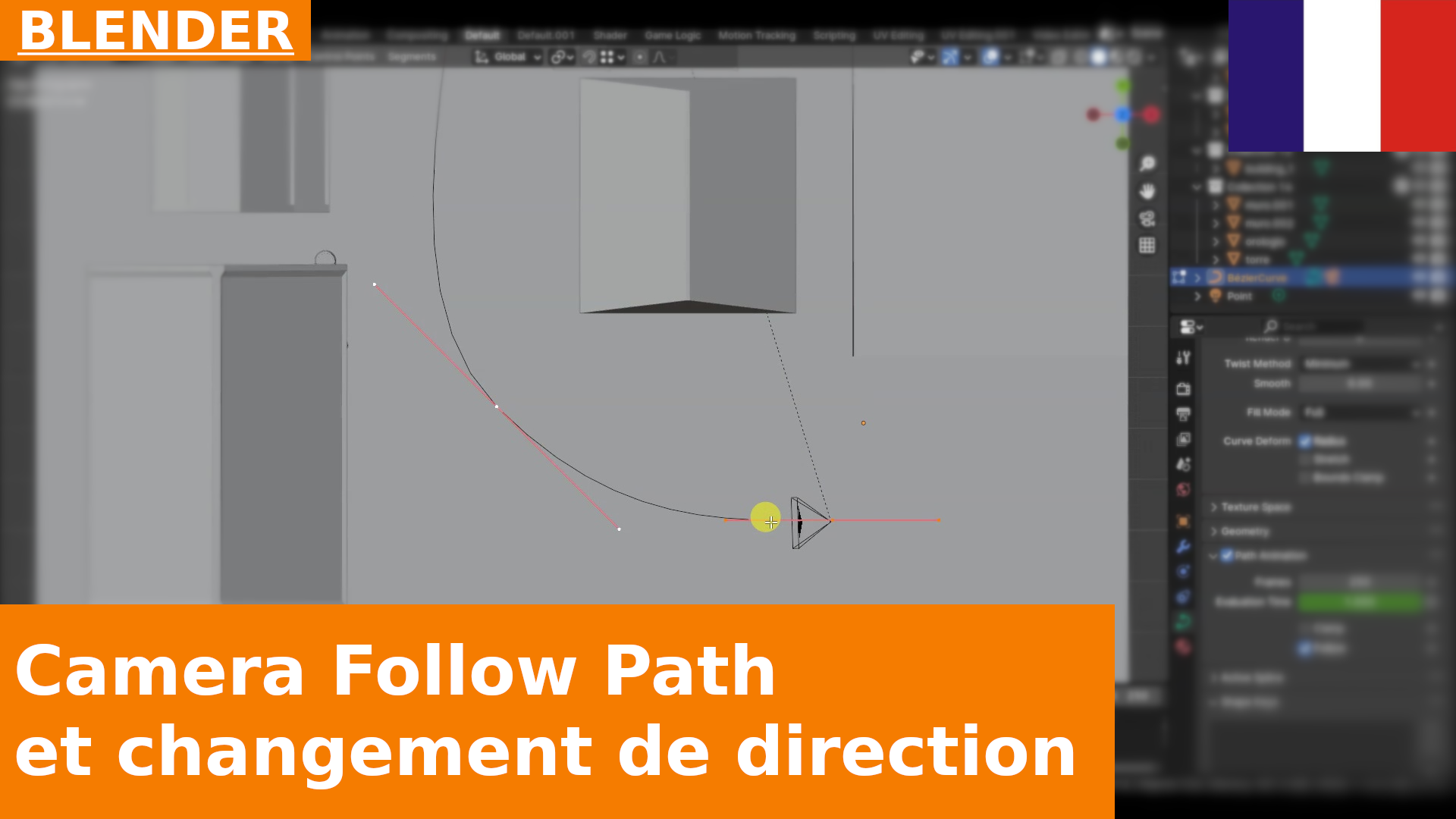 Camera Follow Path et l’opérateur Switch Direction dans Blender | Tutoriel d’animation
