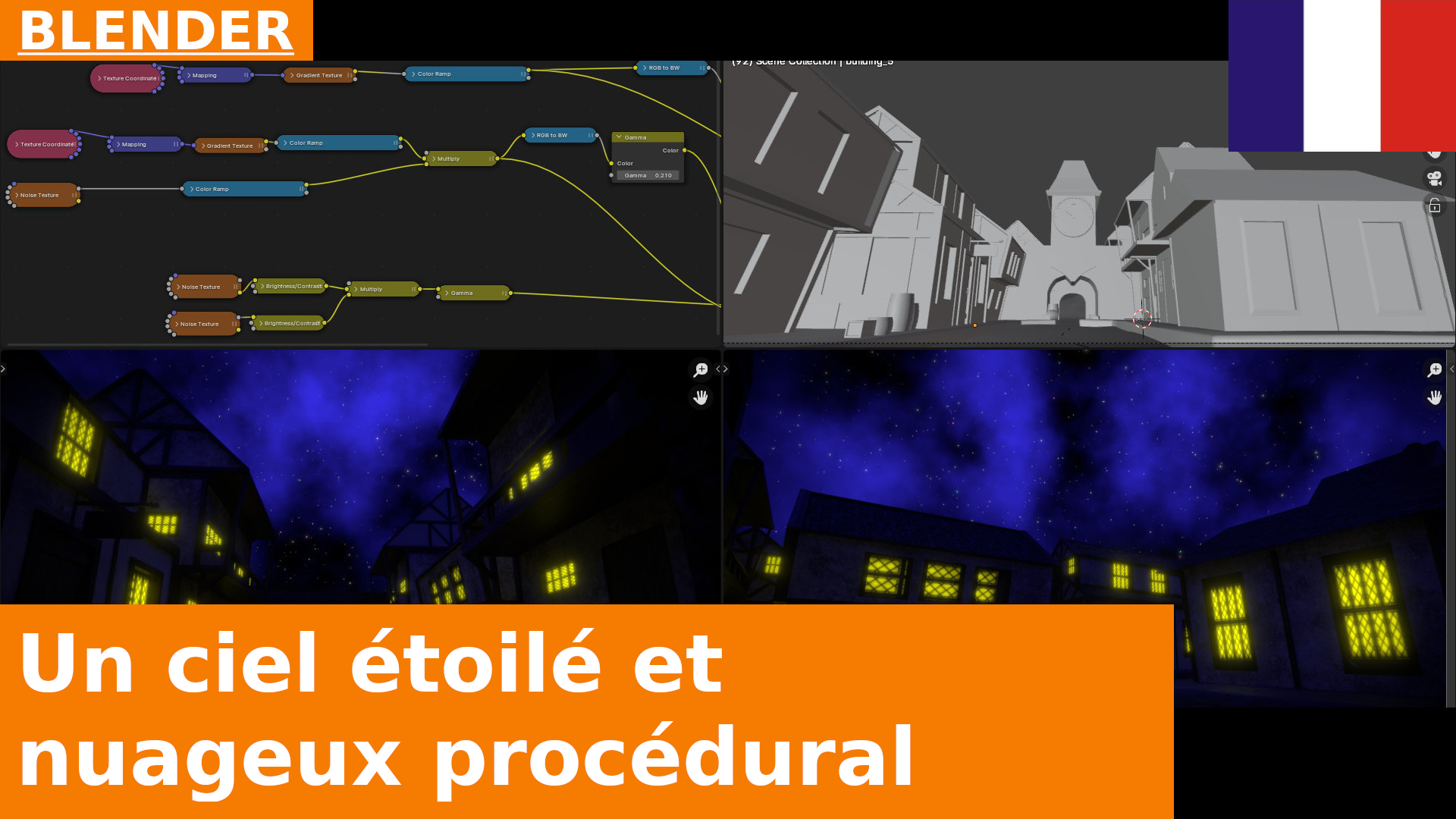 BLENDER - Création d’un ciel procédural étoilé et nuageux, en hommage à « Mêlée Island » de « The Secret of Monkey Island »