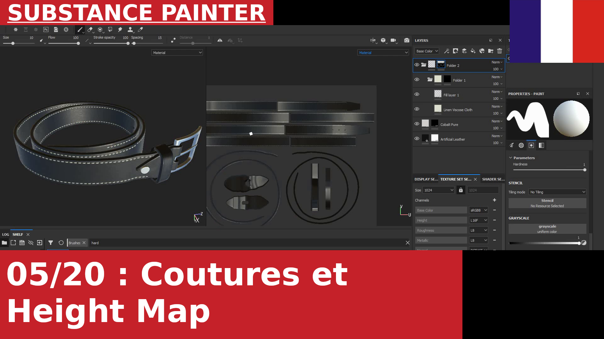 Substance Painter : Coutures en relief à l’aide de pinceaux sur des masques et des cartes de hauteur