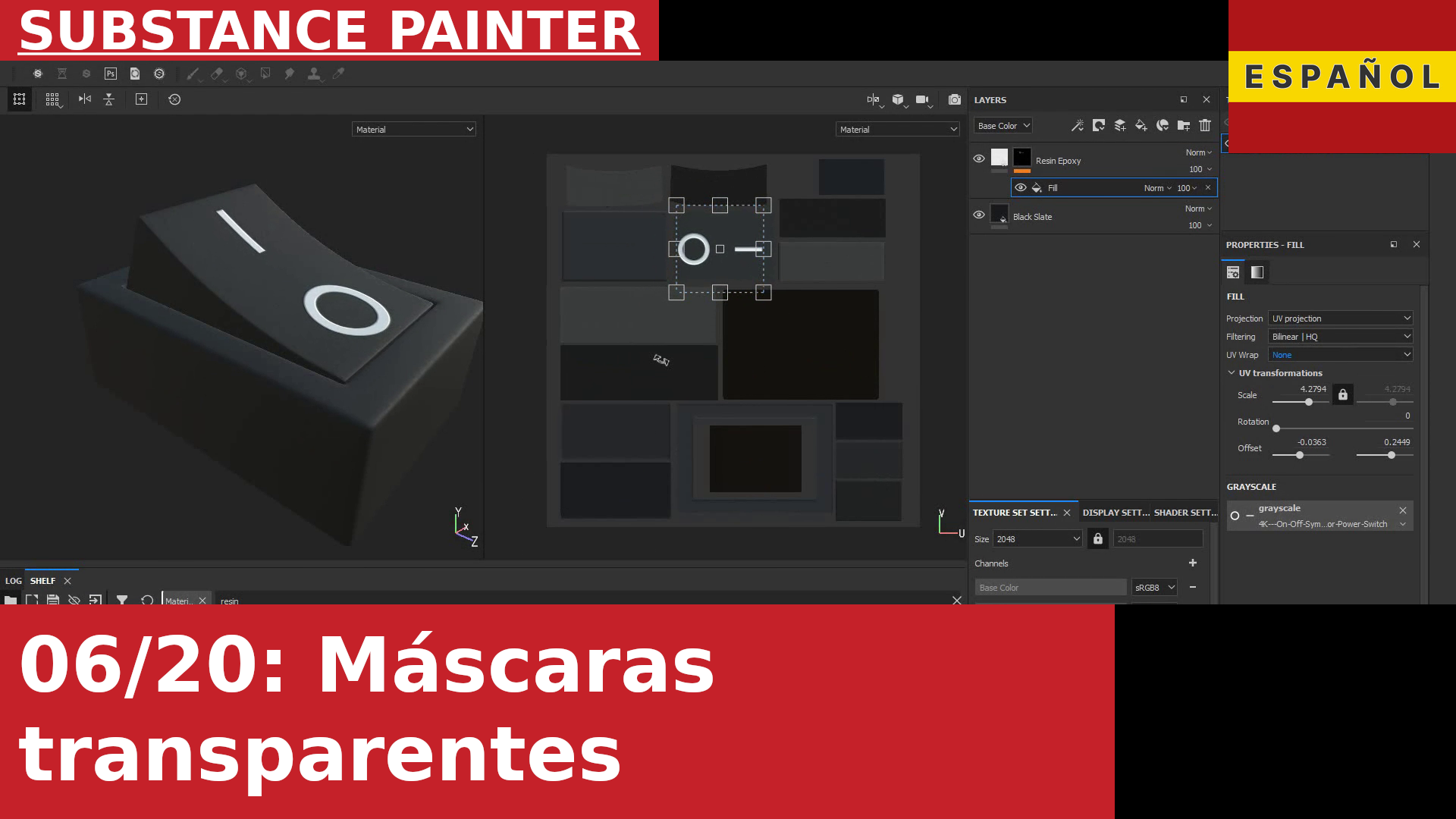 Substance Painter - Cómo importar y mapear una textura con transparencia y usarla como máscara