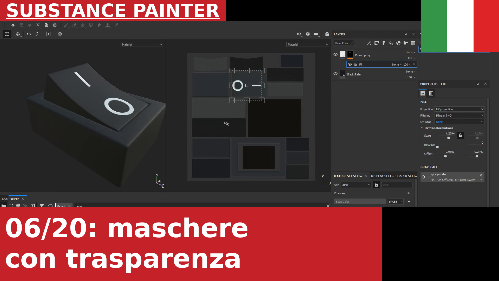 Substance Painter - Come importare e mappare una Texture con trasparenza e usarla come Maschera