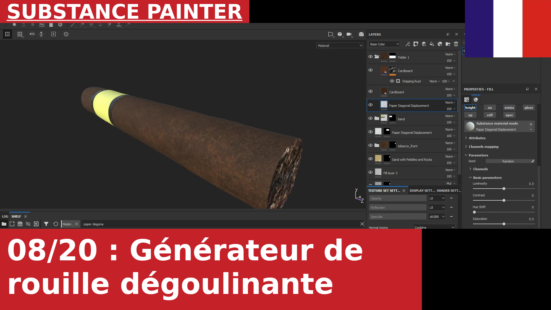 Substance Painter : Un matériau tacheté avec le générateur Dripping Rust