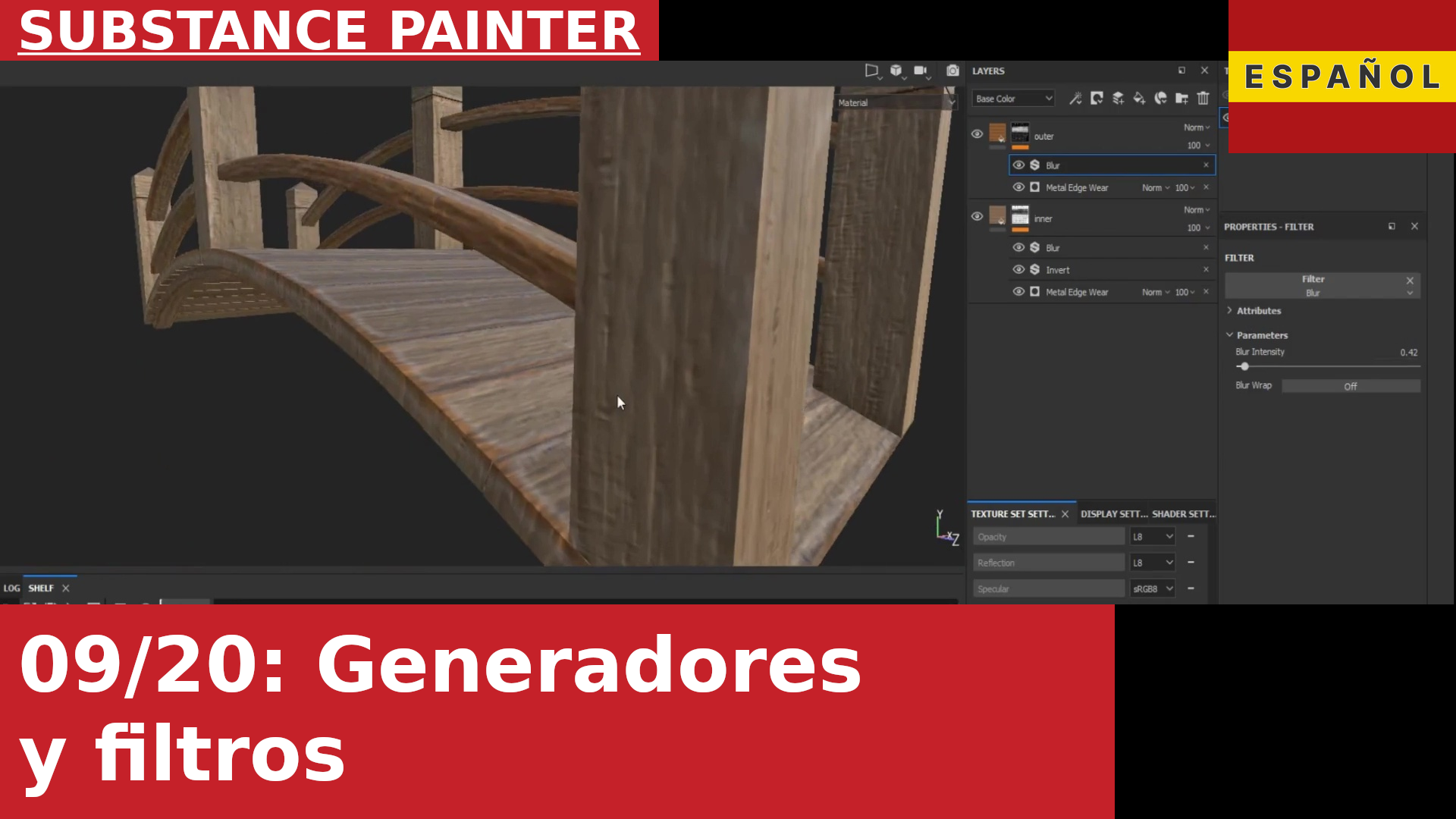 Substance Painter: Uso del generador de bordes y de los filtros Invert y Blur para los bordes de un objeto