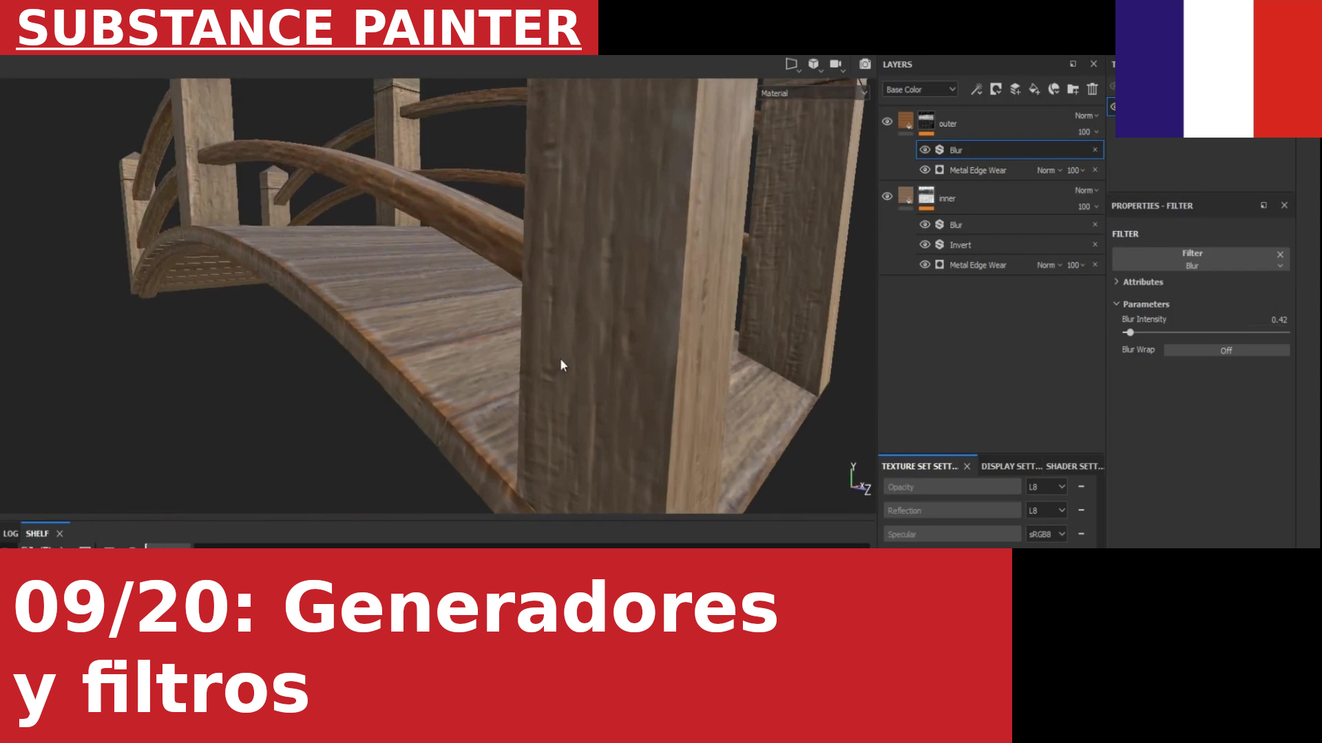 Substance Painter : utilisation du générateur Edge et des filtres Invert et Blur pour les arêtes d’un objet