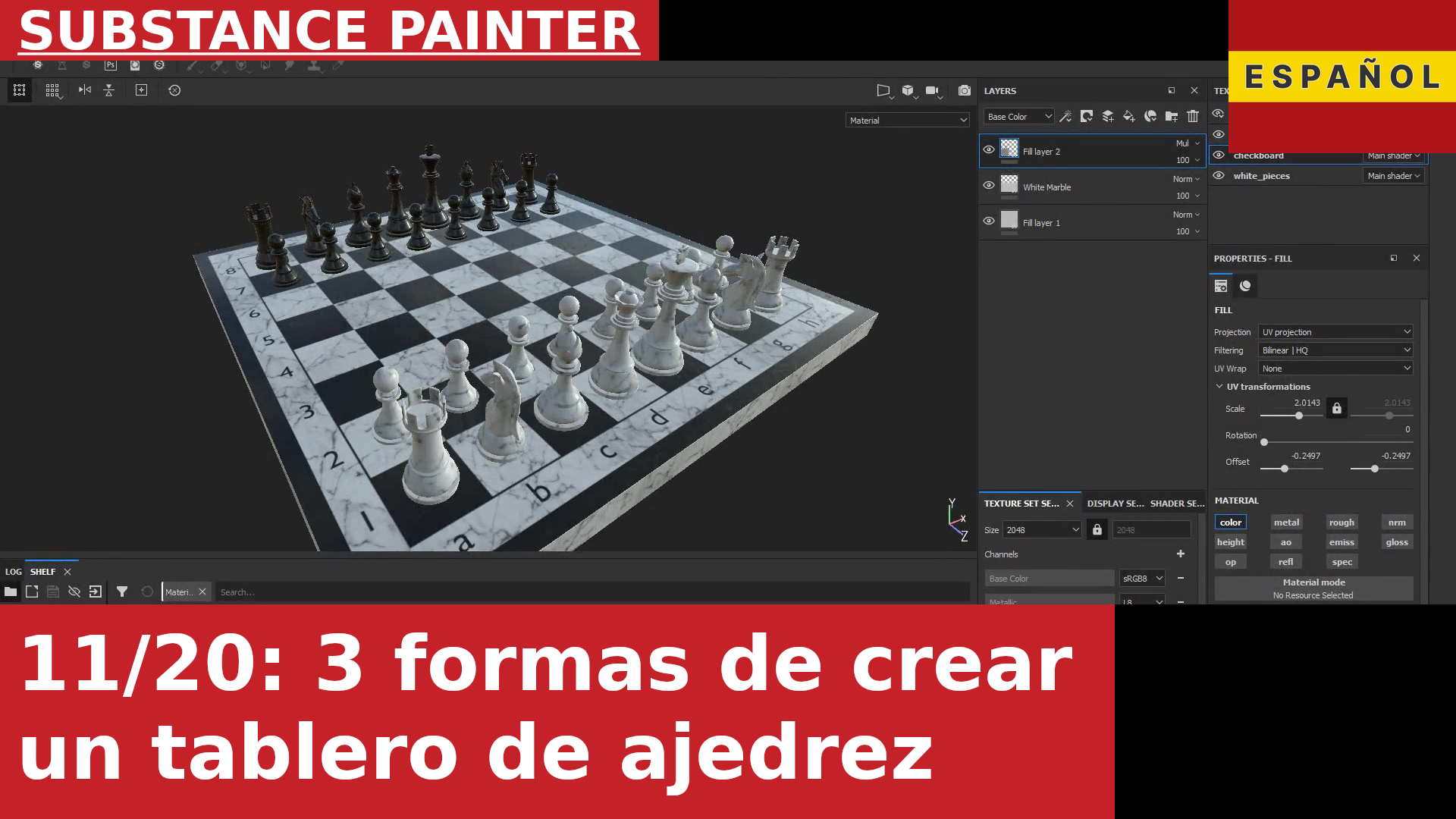 Substance Painter: Tres métodos para crear un patrón de tablero de ajedrez: imágenes, máscaras y mapas procedurales
