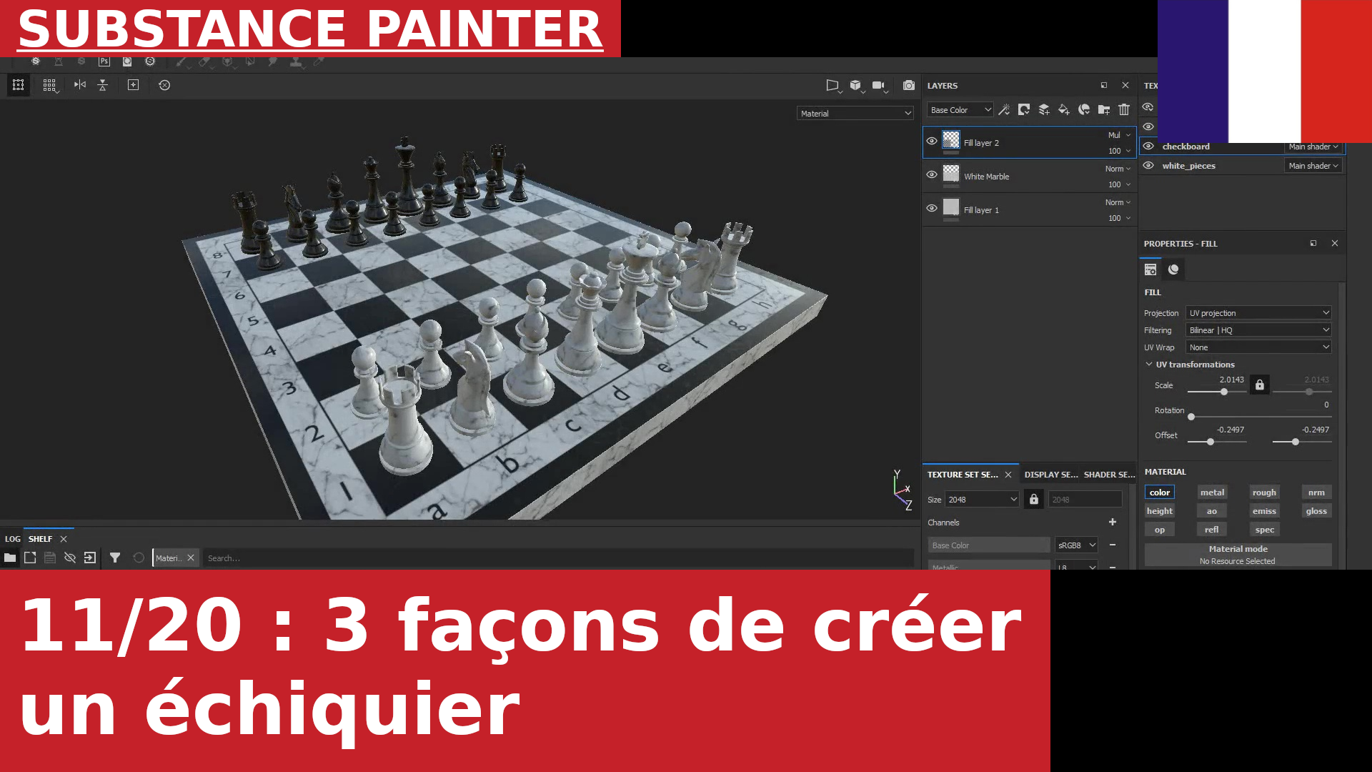 Substance Painter : trois méthodes pour créer un motif en damier : images, masques et cartes procédurales