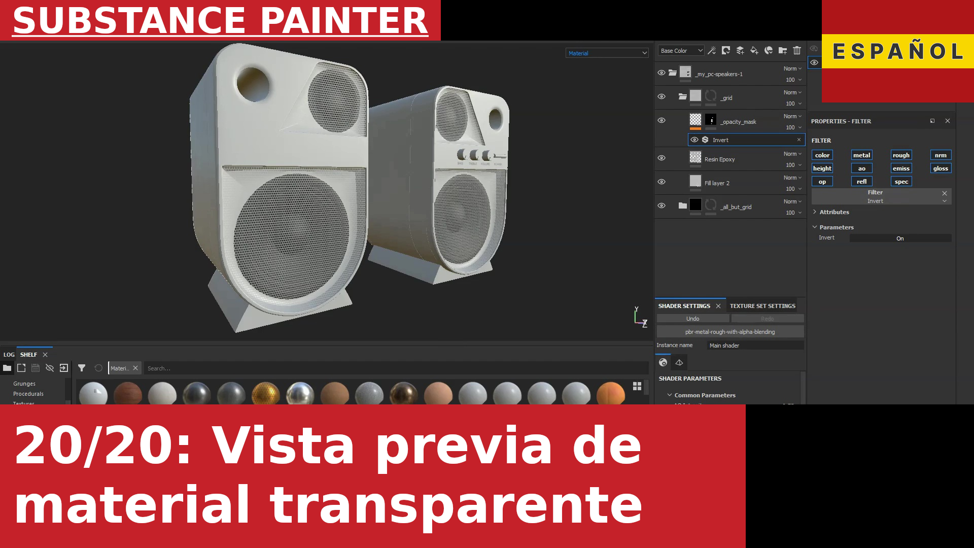 Substance Painter: Vista previa de materiales transparentes en el 3D Viewport