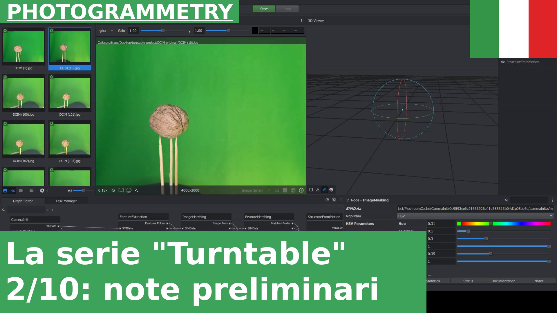 02: Creazione del nuovo progetto Meshroom e note preliminari |  Turntable Photogrammetry Tutorials