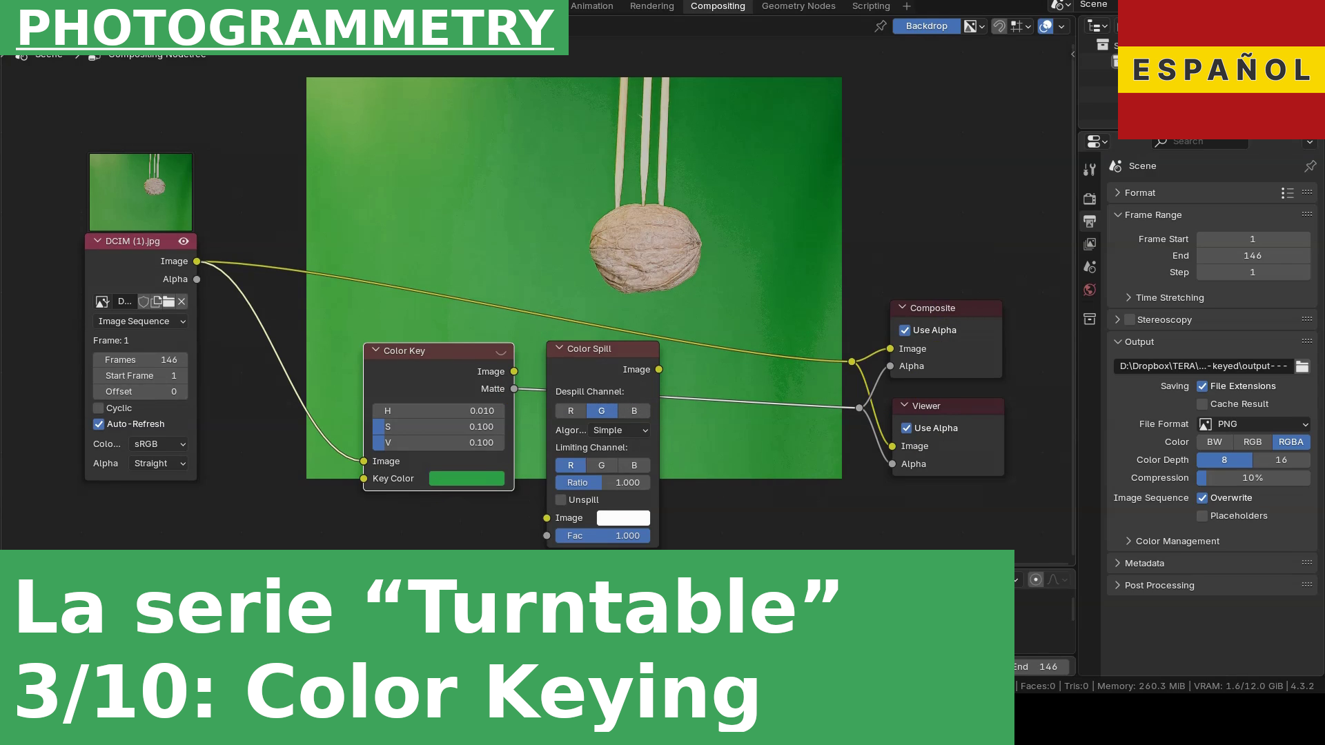 03: Color Key y Color Spill en Blender | Serie de tutoriales de fotogrametría con plataforma giratoria