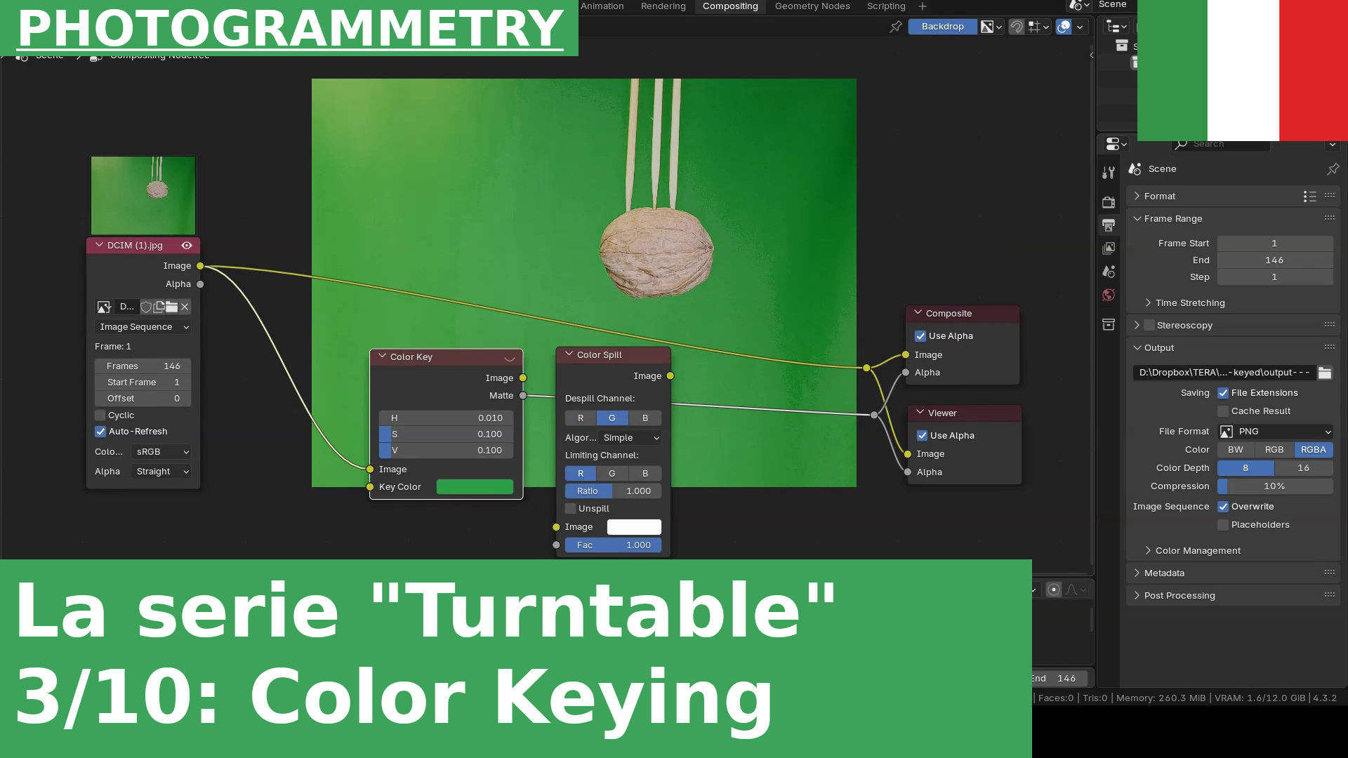 03: Color Key e Color Spill in Blender |  Turntable Photogrammetry Tutorials