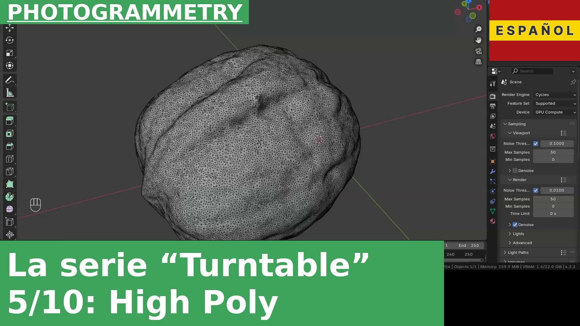 05: Importación y limpieza de la versión High Poly en Blender | Serie de tutoriales de fotogrametría con turntable