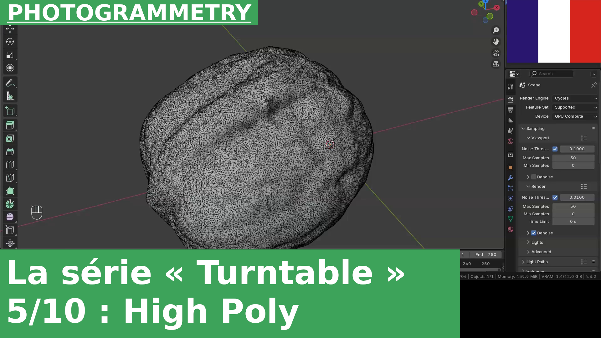 05 : Importation et nettoyage de la version High Poly dans Blender | Série de tutoriels sur la photogrammétrie avec plateau tournant