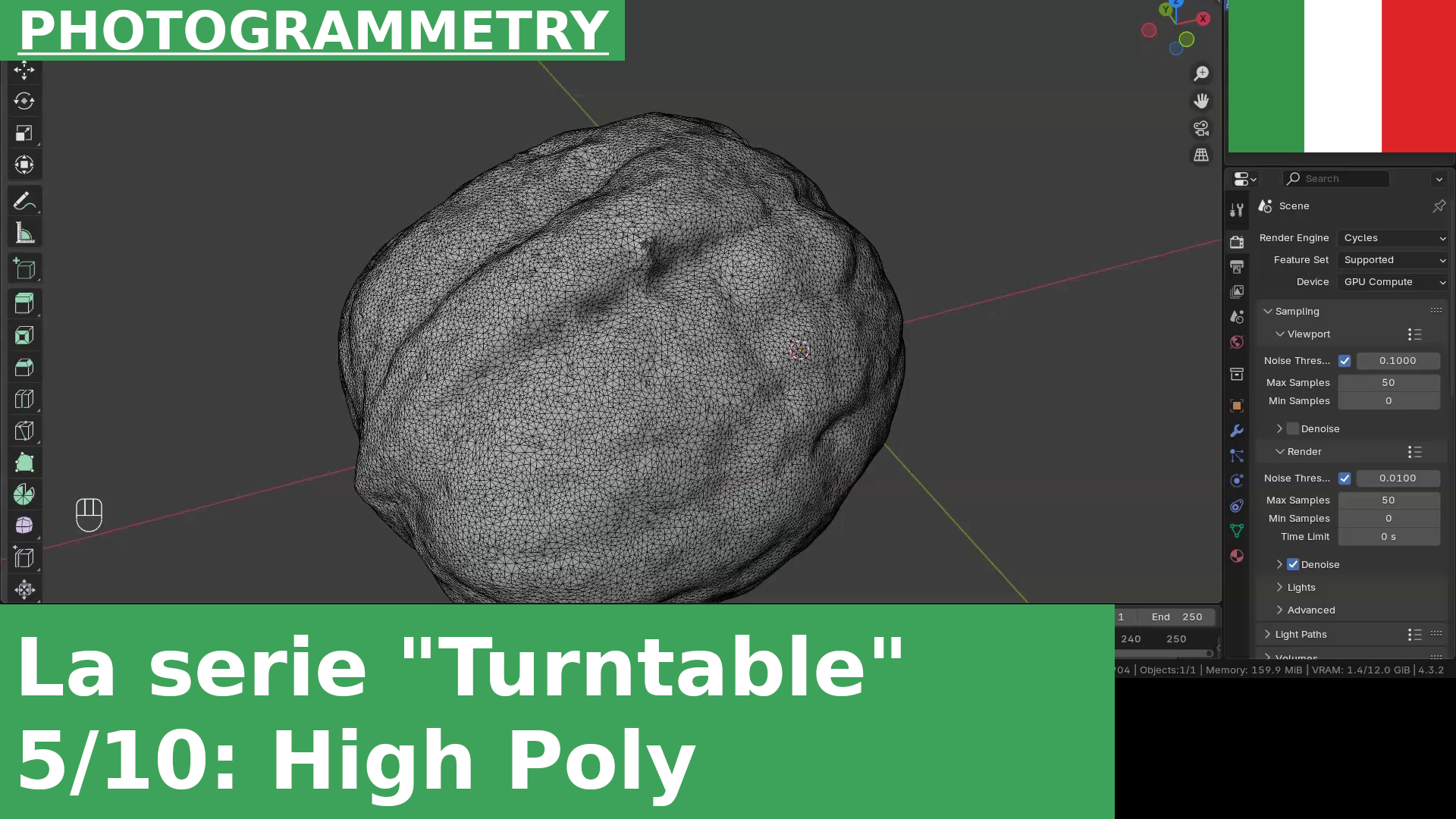05: importare e pulire la versione high poly in Blender |  Turntable Photogrammetry Tutorials