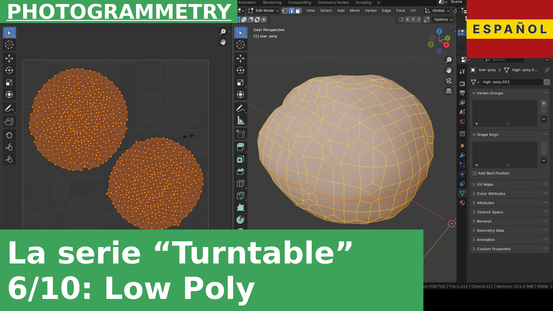 06: Creación de la versión Low Poly en Blender | Serie de tutoriales de fotogrametría con turntable