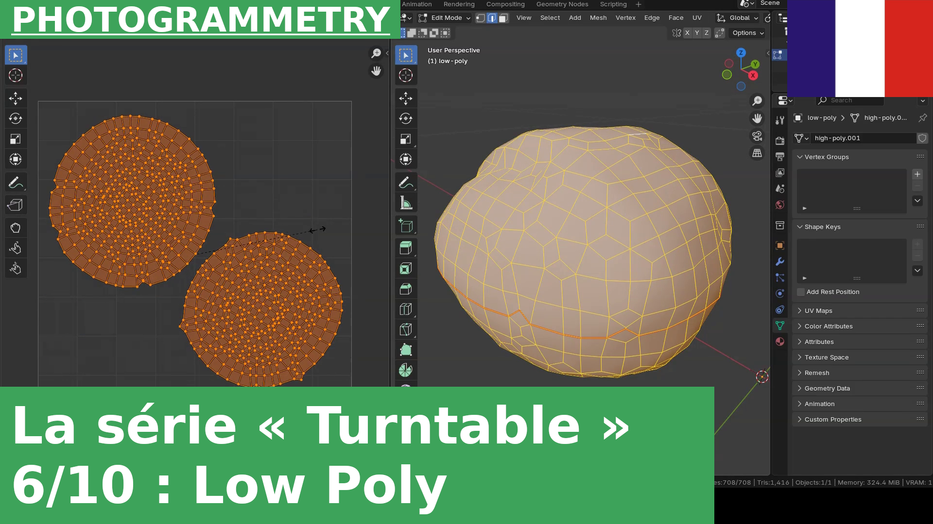06 : Création de la version low poly dans Blender | Série de tutoriels sur la photogrammétrie sur plateau tournant