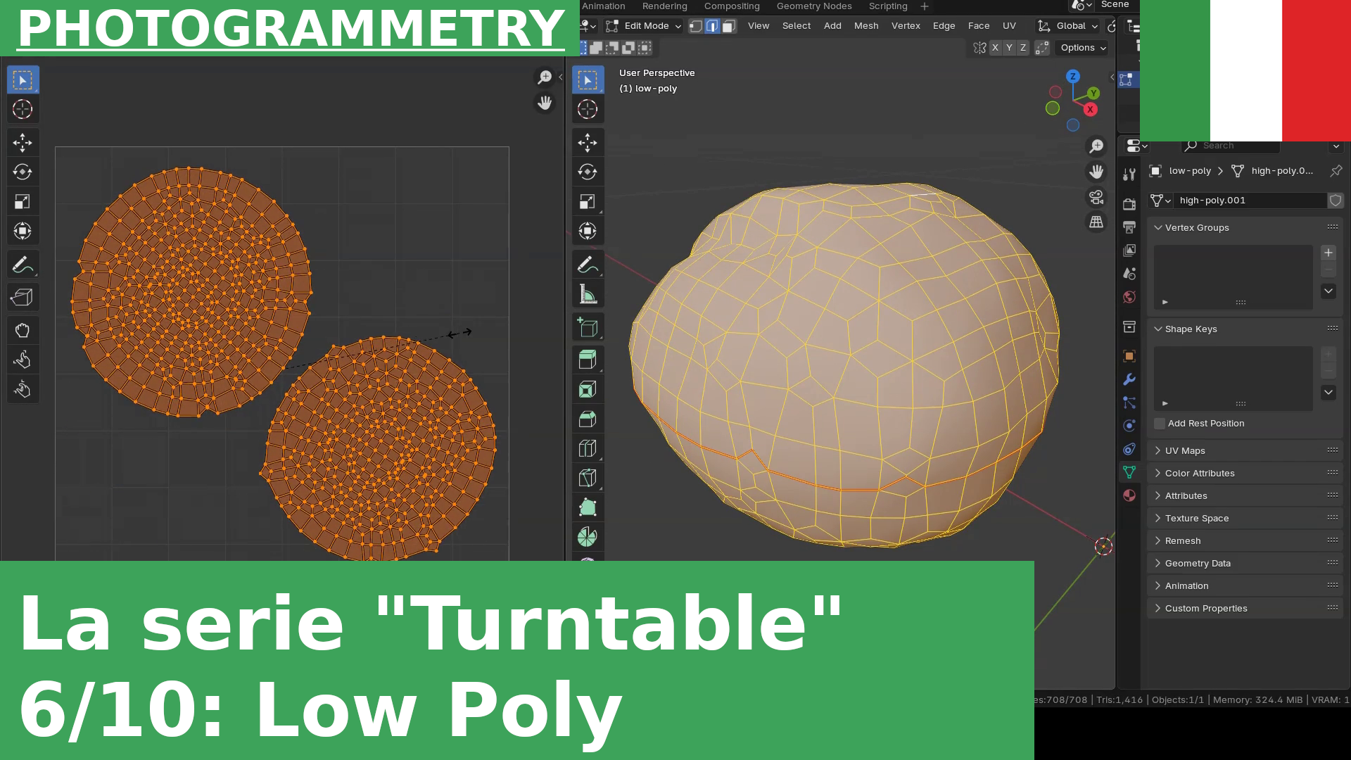 06: realizzare la versione low poly in Blender |  Turntable Photogrammetry Tutorials